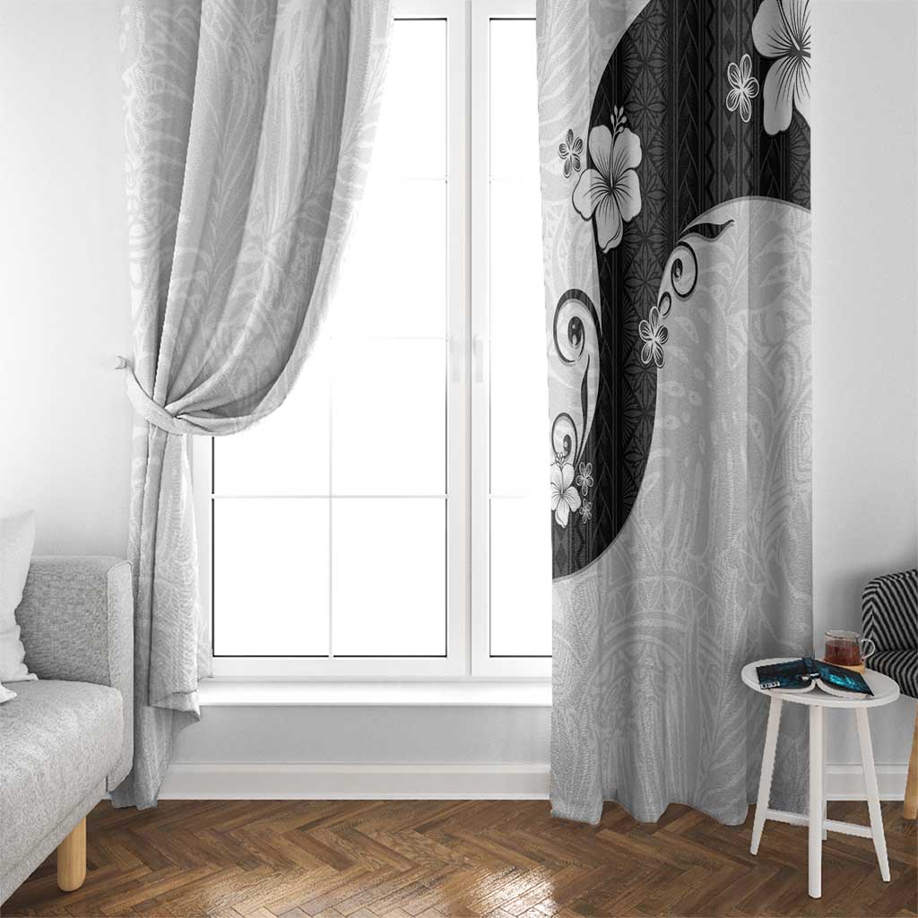 Polynesia Hibiscus Window Curtain White Curve Motif - Polynesian Pride