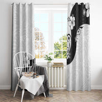 Polynesia Hibiscus Window Curtain White Curve Motif - Polynesian Pride