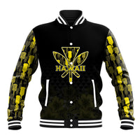 Personalised Aloha Hawaii Kahili Baseball Jacket Kanaka Maoli With Kakau Pattern LT05 Unisex Black - Polynesian Pride
