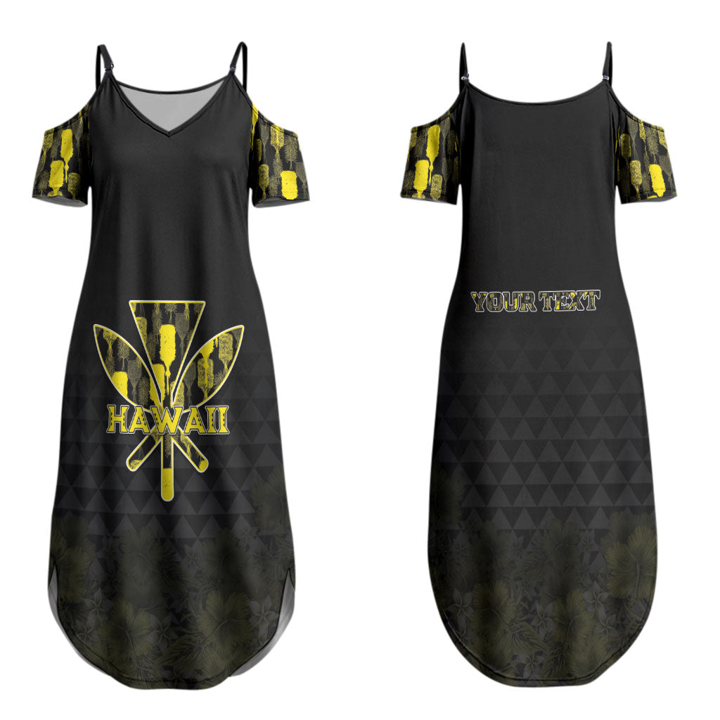 Personalised Aloha Hawaii Kahili Couples Matching Summer Maxi Dress and Hawaiian Shirt Kanaka Maoli With Kakau Pattern