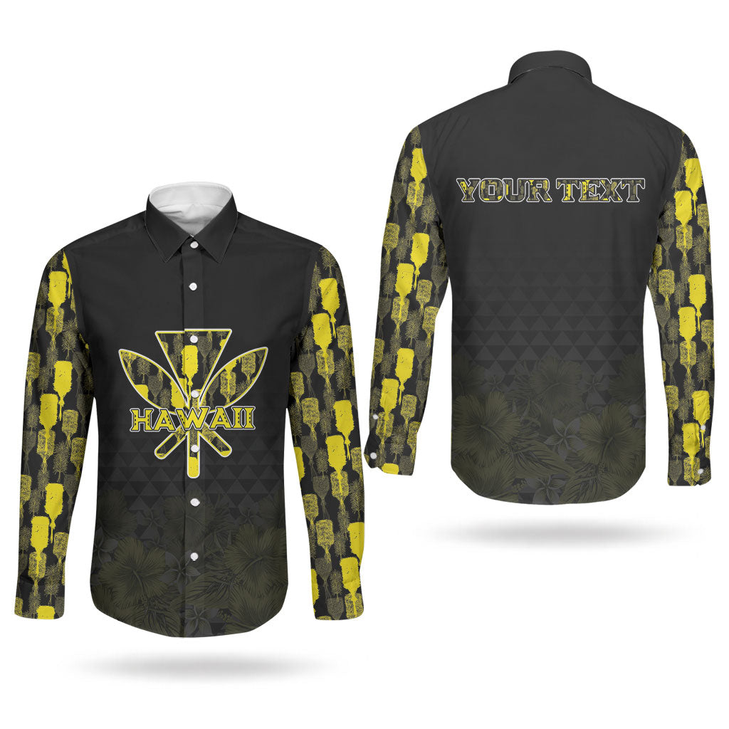 Personalised Aloha Hawaii Kahili Couples Matching Tank Maxi Dress and Long Sleeve Button Shirt Kanaka Maoli With Kakau Pattern