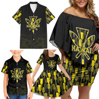 Personalised Aloha Hawaii Kahili Family Matching Off Shoulder Short Dress and Hawaiian Shirt Kanaka Maoli With Kakau Pattern