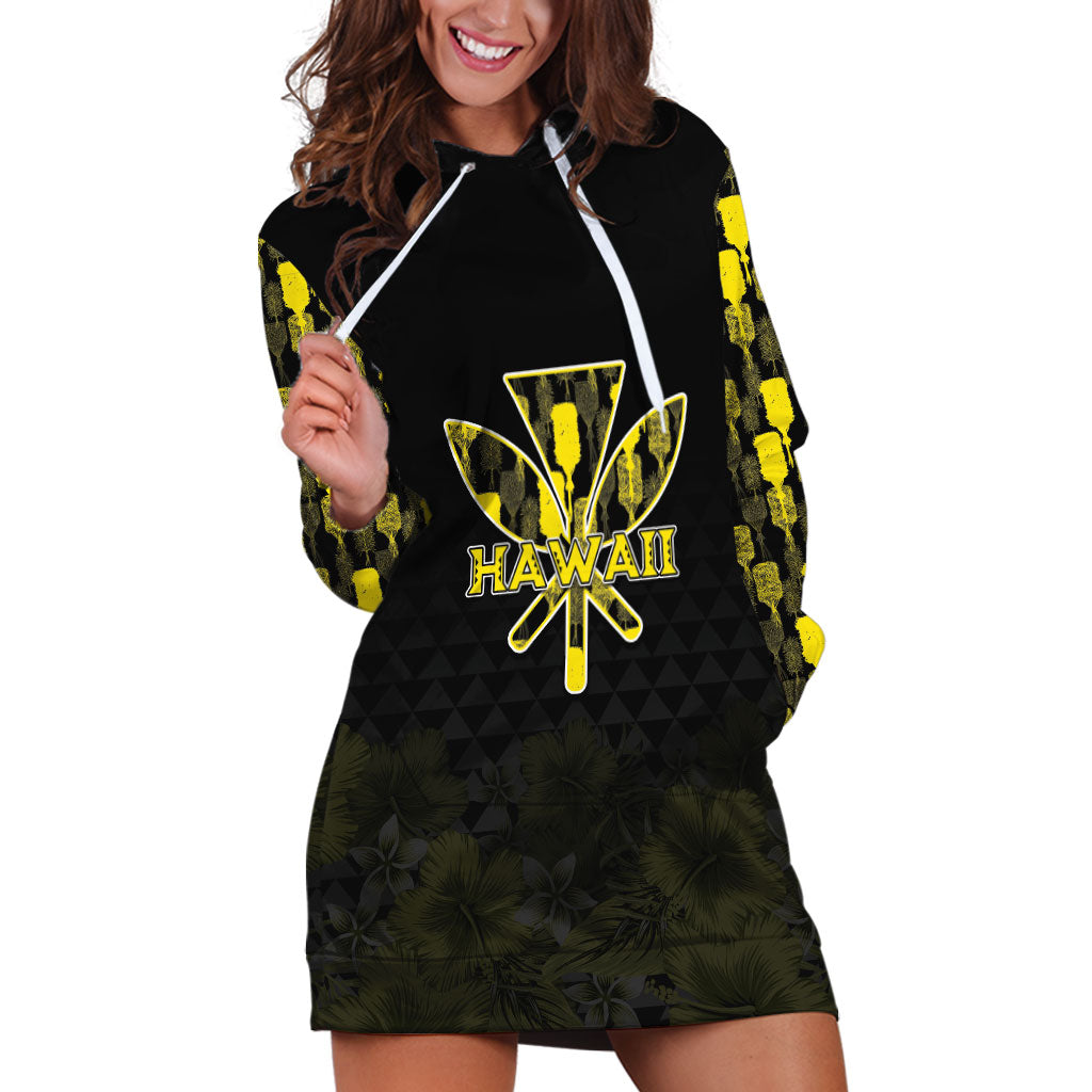 Personalised Aloha Hawaii Kahili Hoodie Dress Kanaka Maoli With Kakau Pattern