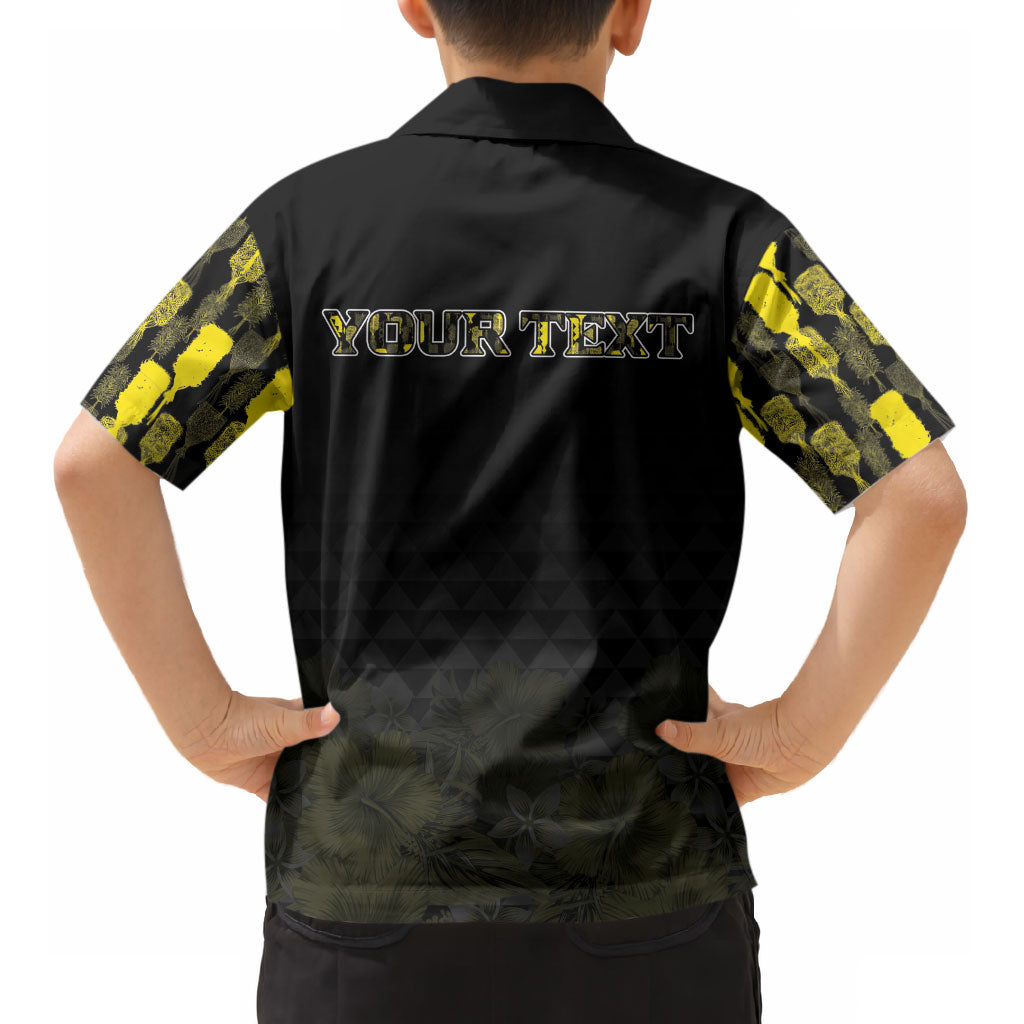 Personalised Aloha Hawaii Kahili Kid Hawaiian Shirt Kanaka Maoli With Kakau Pattern