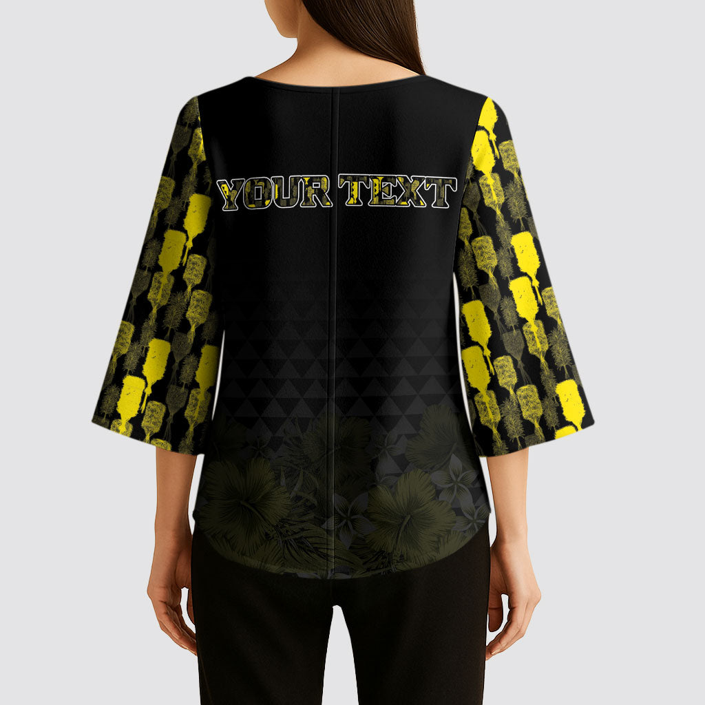 Personalised Aloha Hawaii Kahili Kimono Sleeve Blouse Kanaka Maoli With Kakau Pattern