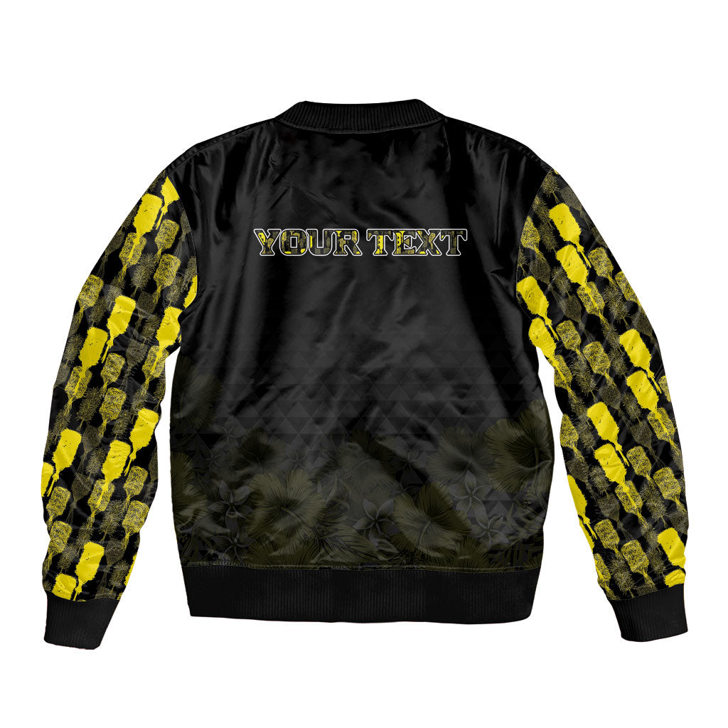Personalised Aloha Hawaii Kahili Sleeve Zip Bomber Jacket Kanaka Maoli With Kakau Pattern