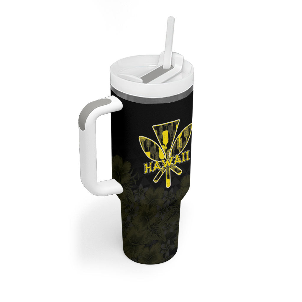 Personalised Aloha Hawaii Kahili Tumbler With Handle Kanaka Maoli With Kakau Pattern