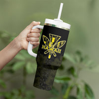Personalised Aloha Hawaii Kahili Tumbler With Handle Kanaka Maoli With Kakau Pattern