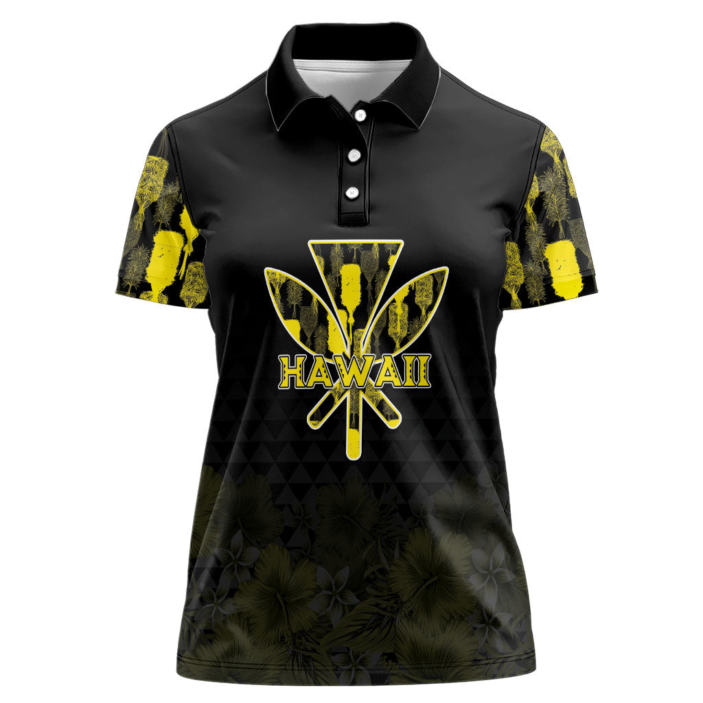 Personalised Aloha Hawaii Kahili Women Polo Shirt Kanaka Maoli With Kakau Pattern