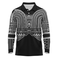 Philippines Igorot Tribal Inspired Long Sleeve Polo Shirt Black Version LT05 Black - Polynesian Pride