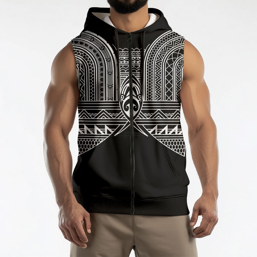 Philippines Igorot Tribal Inspired Sleeveless Zip Hoodie Black Version