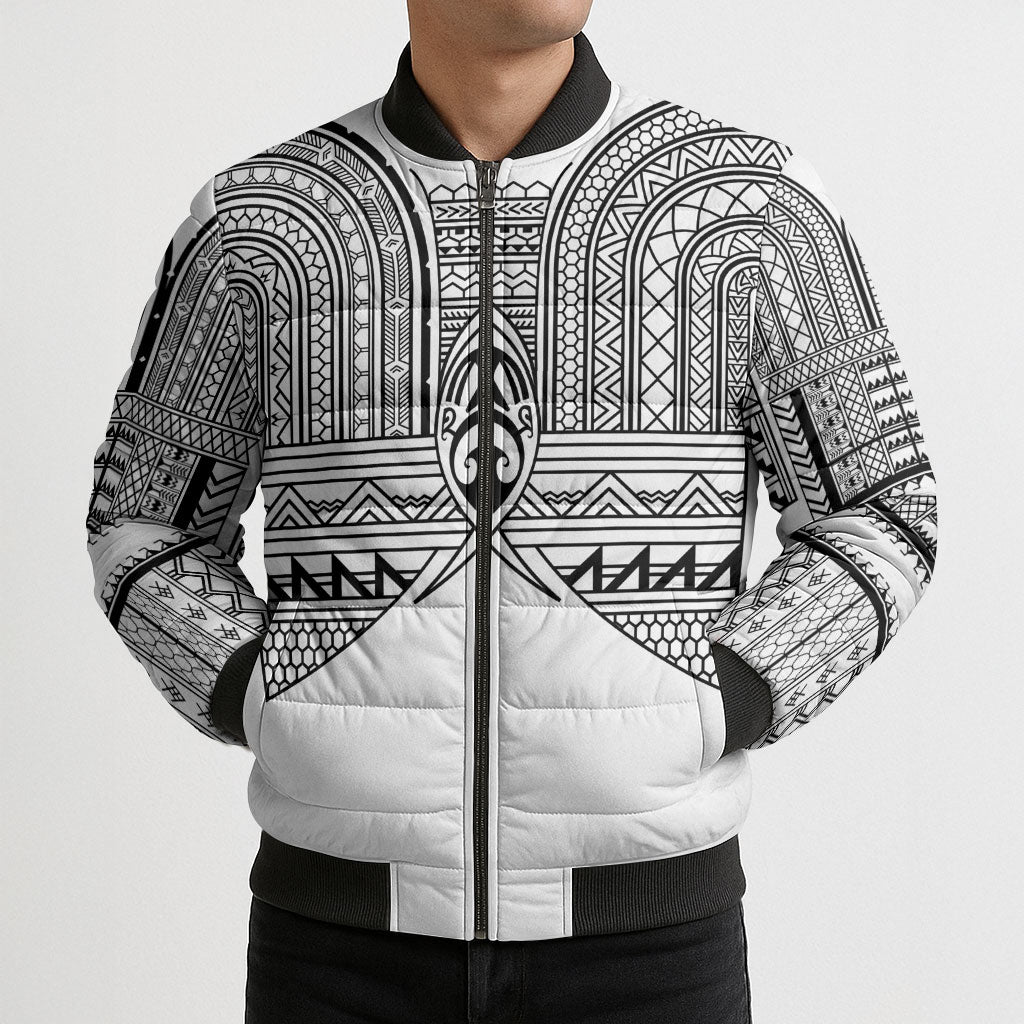 Philippines Igorot Tribal Inspired Bomber Puffer Jacket White Version LT05 - Polynesian Pride