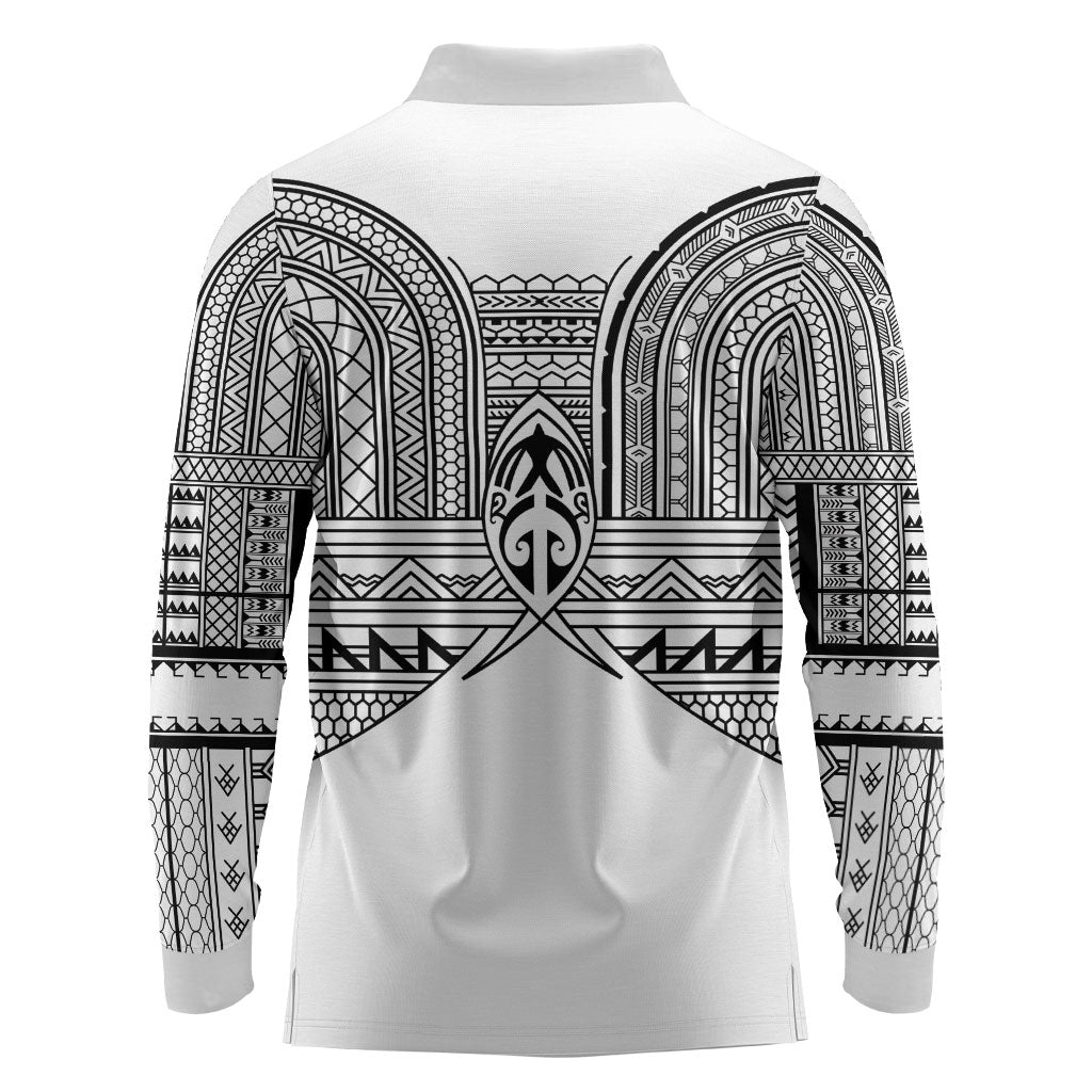 Philippines Igorot Tribal Inspired Long Sleeve Polo Shirt White Version