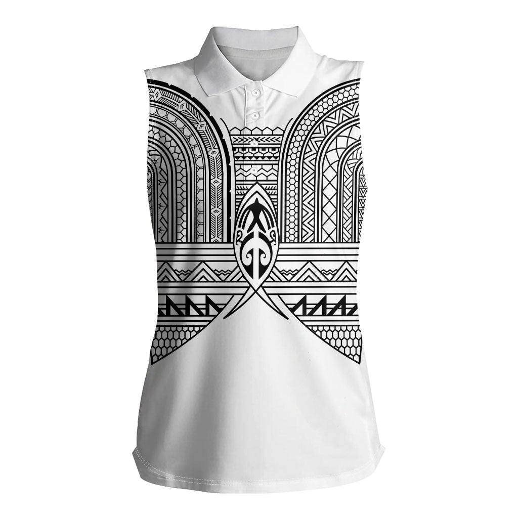 Philippines Igorot Tribal Inspired Women Sleeveless Polo Shirt White Version