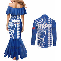 Samoa HRPP Party Couples Matching Mermaid Dress and Long Sleeve Button Shirt Polynesian Pattern - Polynesian Pride