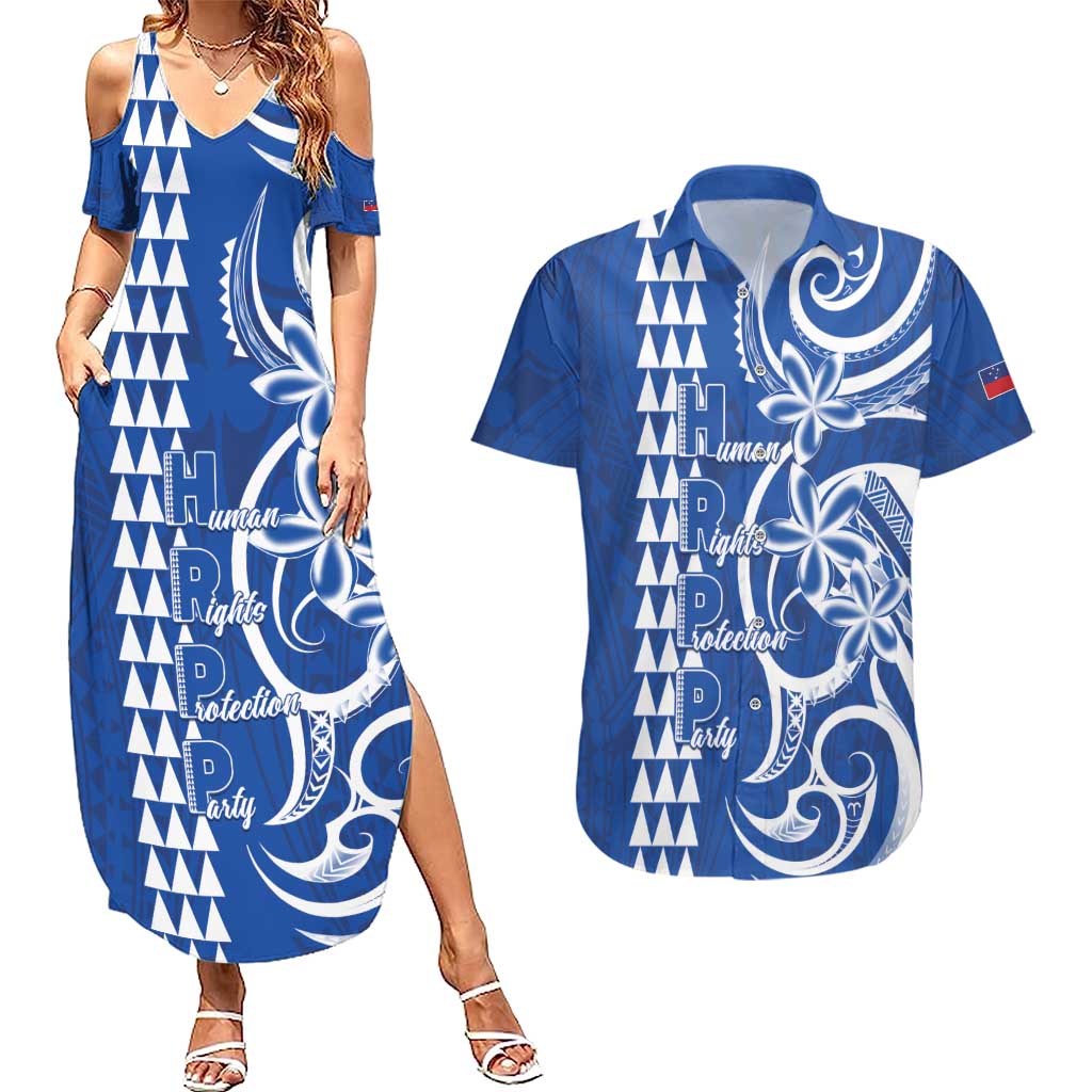 Samoa HRPP Party Couples Matching Summer Maxi Dress and Hawaiian Shirt Polynesian Pattern - Polynesian Pride