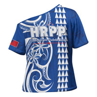 Samoa HRPP Party Cross Shoulder Shirt Polynesian Pattern - Polynesian Pride