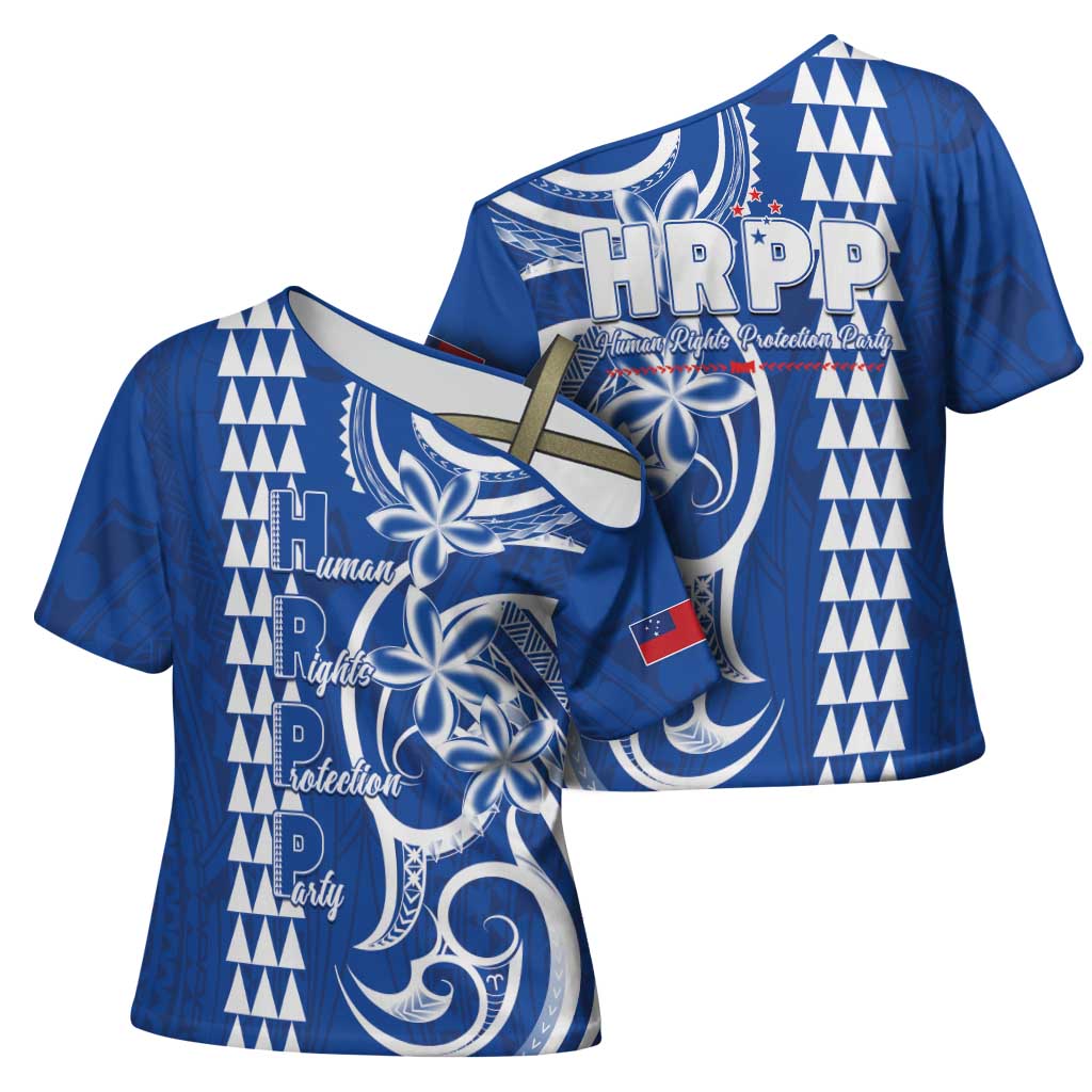 Samoa HRPP Party Cross Shoulder Shirt Polynesian Pattern - Polynesian Pride