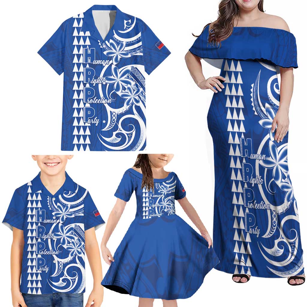 Samoa HRPP Party Family Matching Off Shoulder Maxi Dress and Hawaiian Shirt Polynesian Pattern - Polynesian Pride