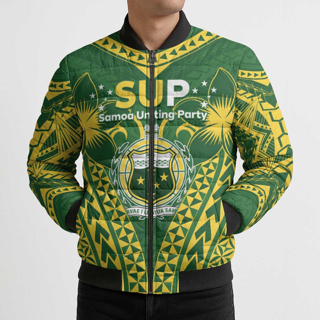 Samoa SUP Bomber Puffer Jacket Samoan Coat Of Arms - Polynesian Pride