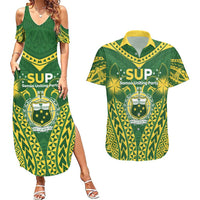 Samoa SUP Couples Matching Summer Maxi Dress and Hawaiian Shirt Samoan Coat Of Arms - Polynesian Pride