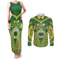 Samoa SUP Couples Matching Tank Maxi Dress and Long Sleeve Button Shirt Samoan Coat Of Arms - Polynesian Pride