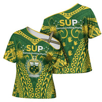 Samoa SUP Cross Shoulder Shirt Samoan Coat Of Arms - Polynesian Pride