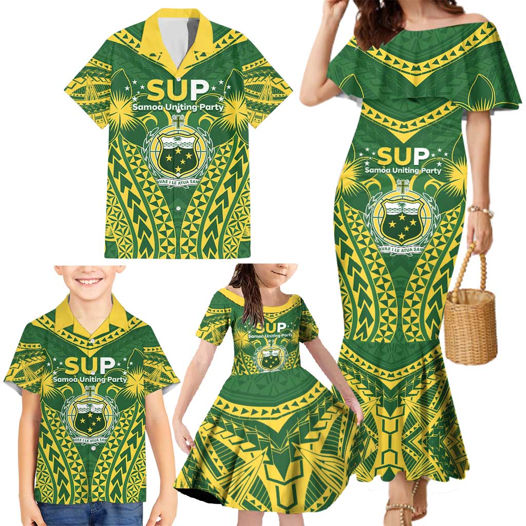 Samoa SUP Family Matching Mermaid Dress and Hawaiian Shirt Samoan Coat Of Arms - Polynesian Pride
