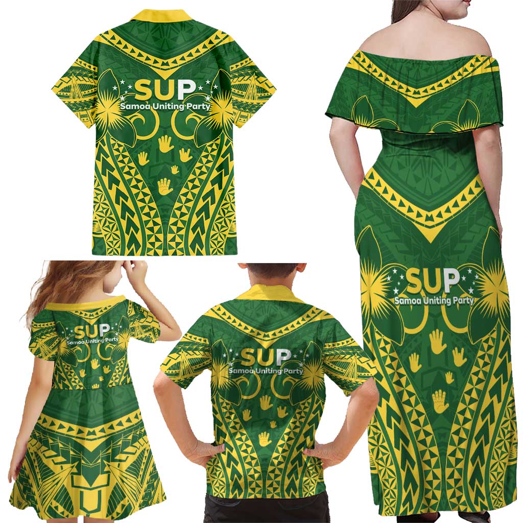 Samoa SUP Family Matching Off Shoulder Maxi Dress and Hawaiian Shirt Samoan Coat Of Arms - Polynesian Pride