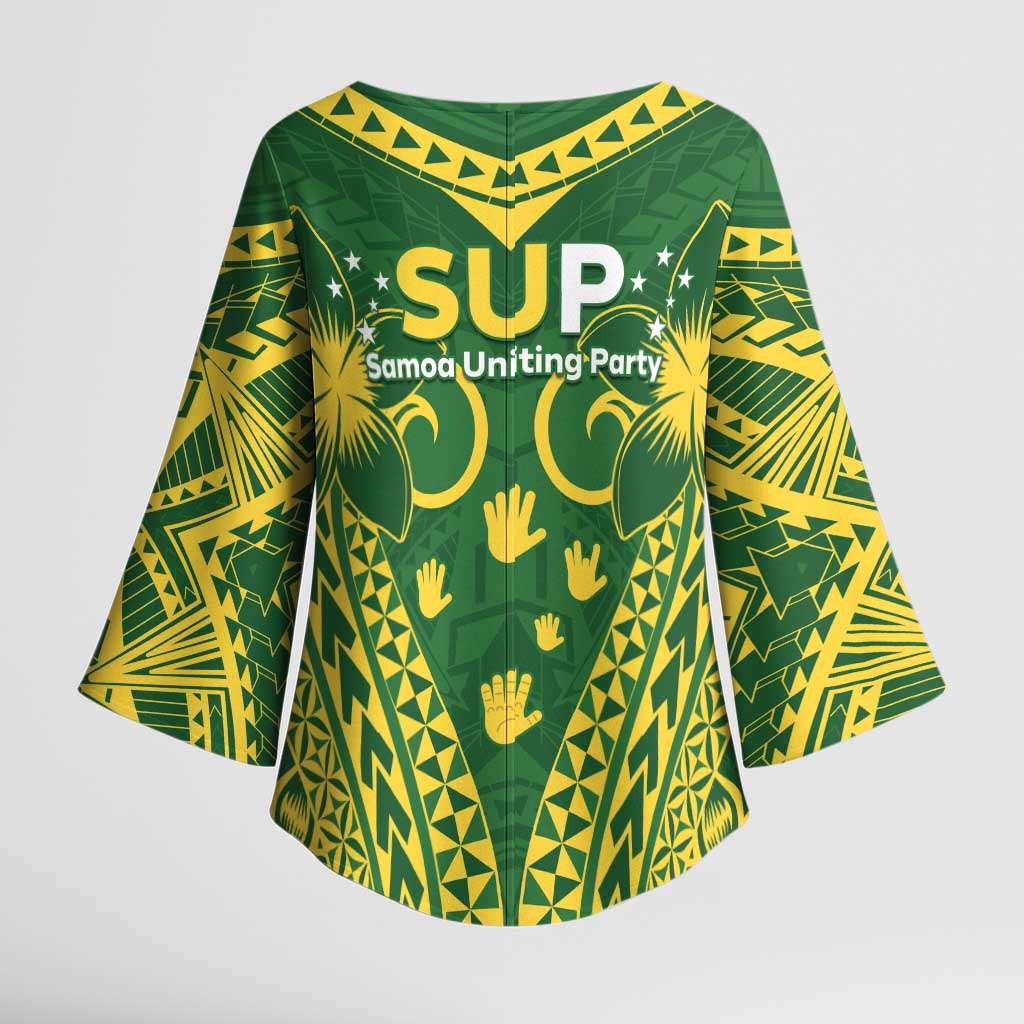 Samoa SUP Kimono Sleeve Blouse Samoan Coat Of Arms - Polynesian Pride