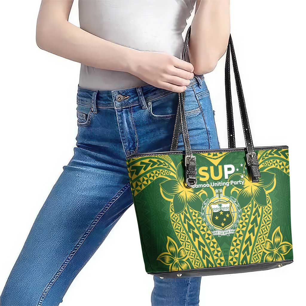 Samoa SUP Leather Tote Bag Samoan Coat Of Arms - Polynesian Pride
