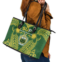 Samoa SUP Leather Tote Bag Samoan Coat Of Arms - Polynesian Pride