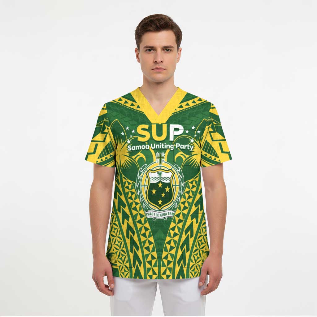 Samoa SUP Scrub Top Samoan Coat Of Arms - Polynesian Pride