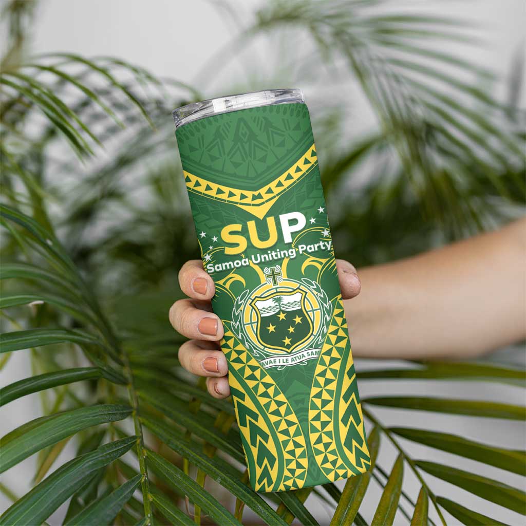 Samoa SUP Skinny Tumbler Samoan Coat Of Arms - Polynesian Pride