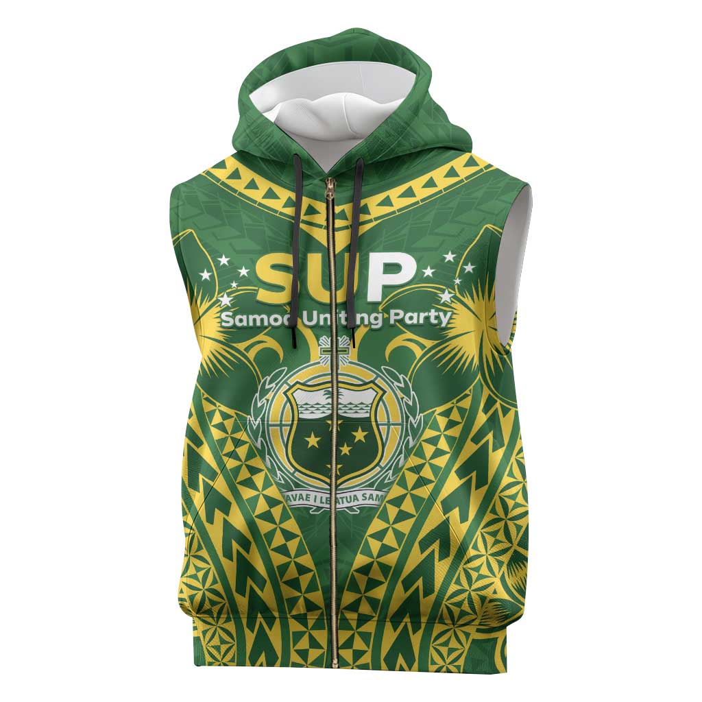 Samoa SUP Sleeveless Zip Hoodie Samoan Coat Of Arms - Polynesian Pride