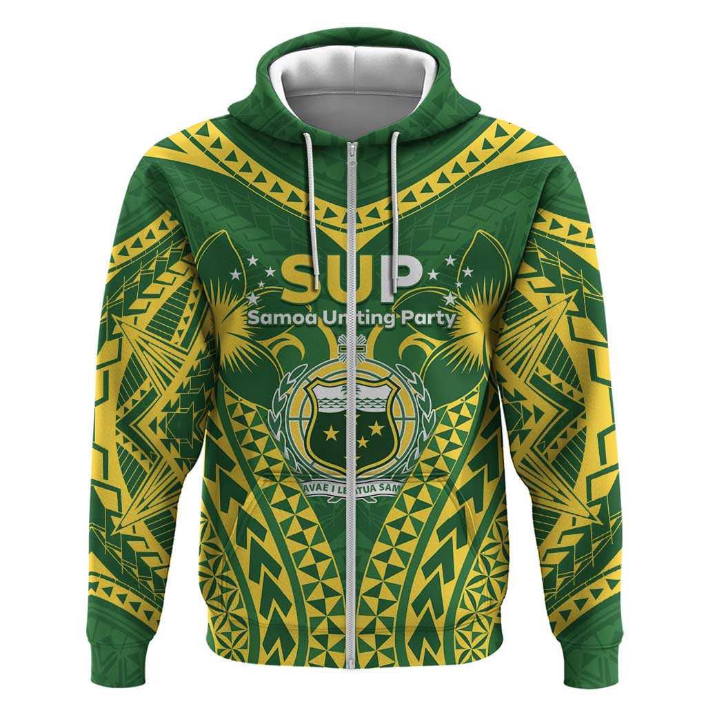 Samoa SUP Zip Hoodie Samoan Coat Of Arms - Polynesian Pride
