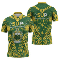 Samoa SUP Zipper Polo Shirt Samoan Coat Of Arms - Polynesian Pride