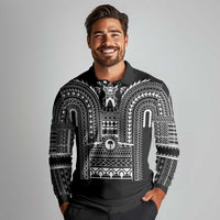Philippines Igorot Tribal Art Tattoo Black Long Sleeve Polo Shirt - Polynesian Pride