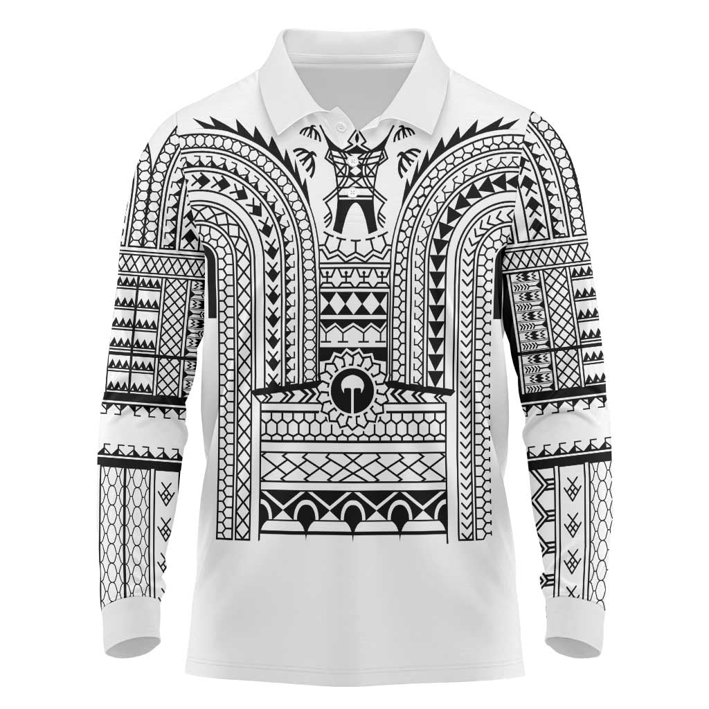 Philippines Igorot Tribal Art Tattoo White Long Sleeve Polo Shirt - Polynesian Pride