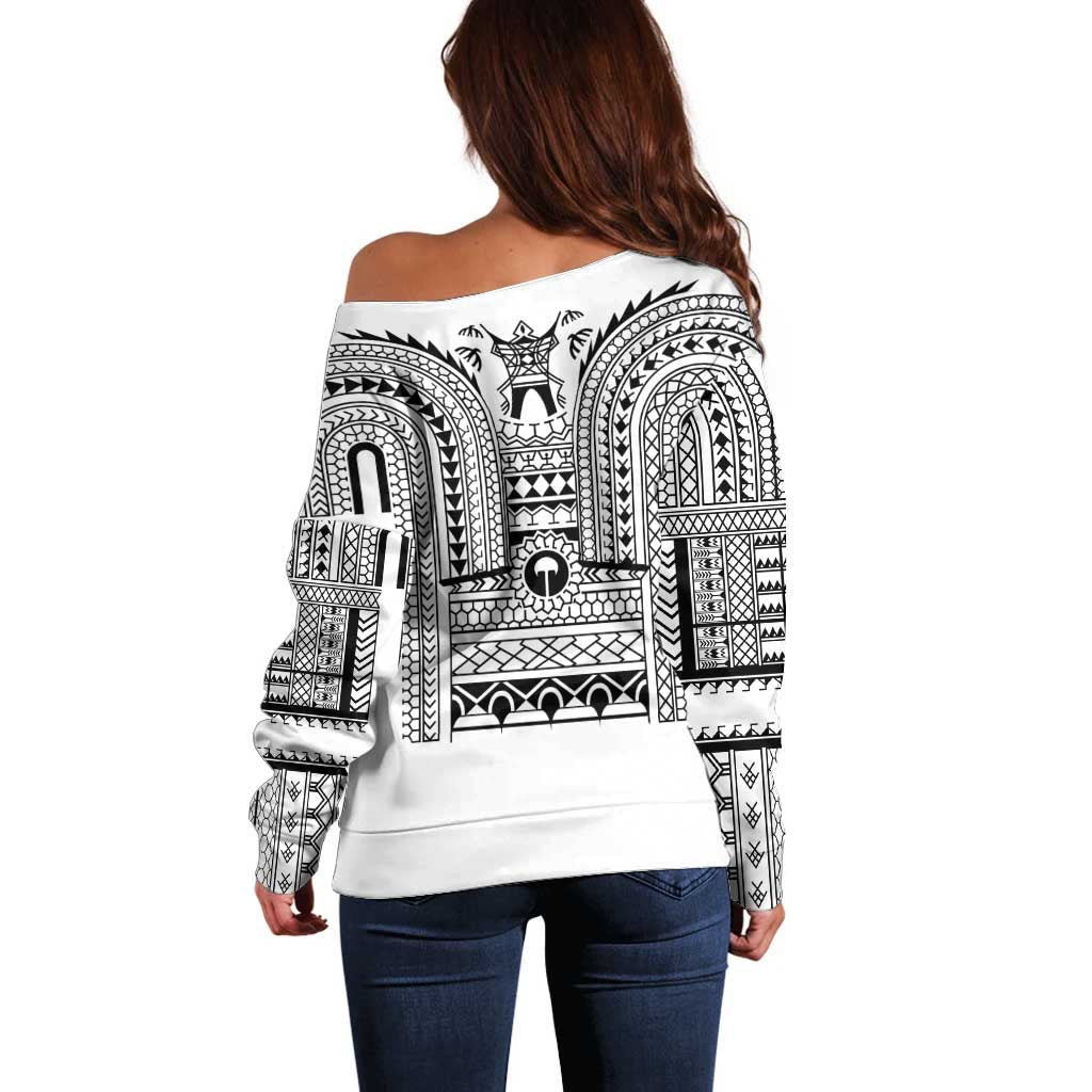 Philippines Igorot Tribal Art Tattoo White Off Shoulder Sweater - Polynesian Pride