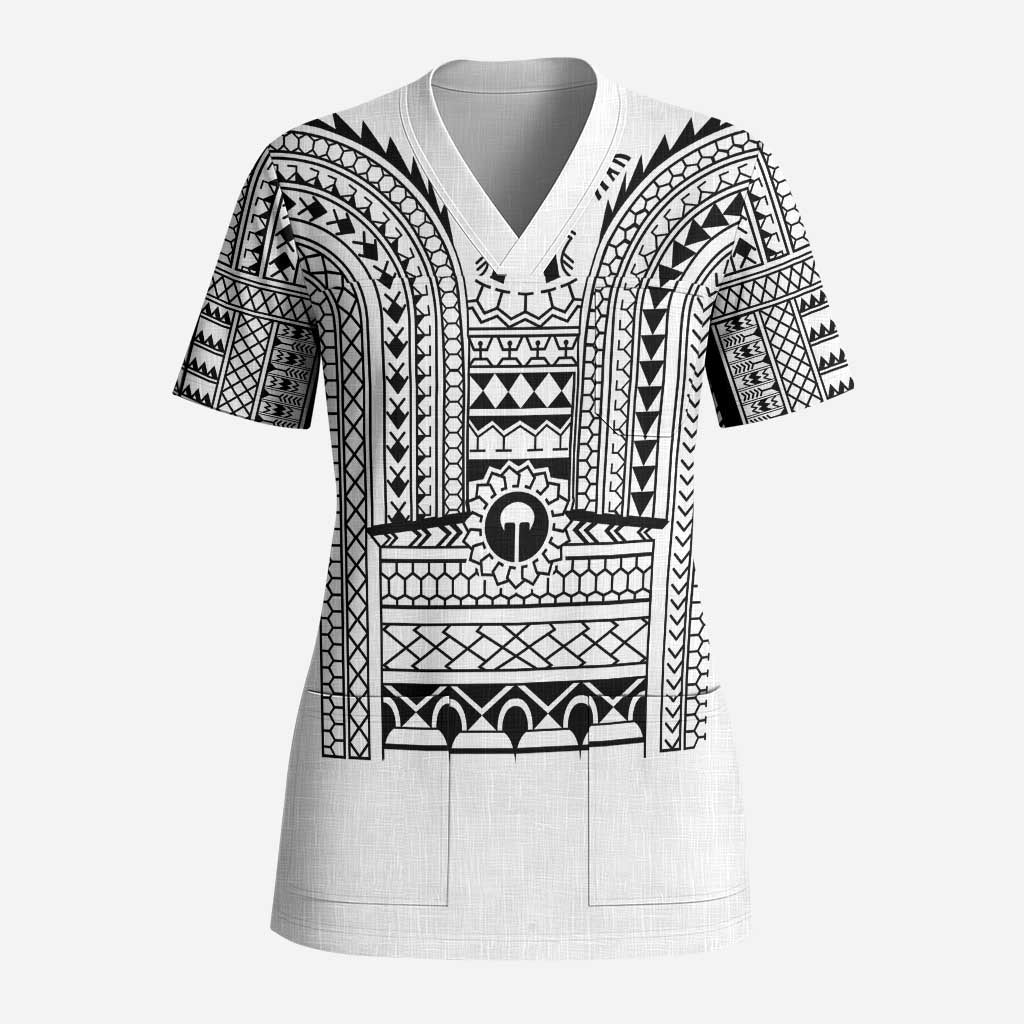 Philippines Igorot Tribal Art Tattoo White Scrub Top - Polynesian Pride