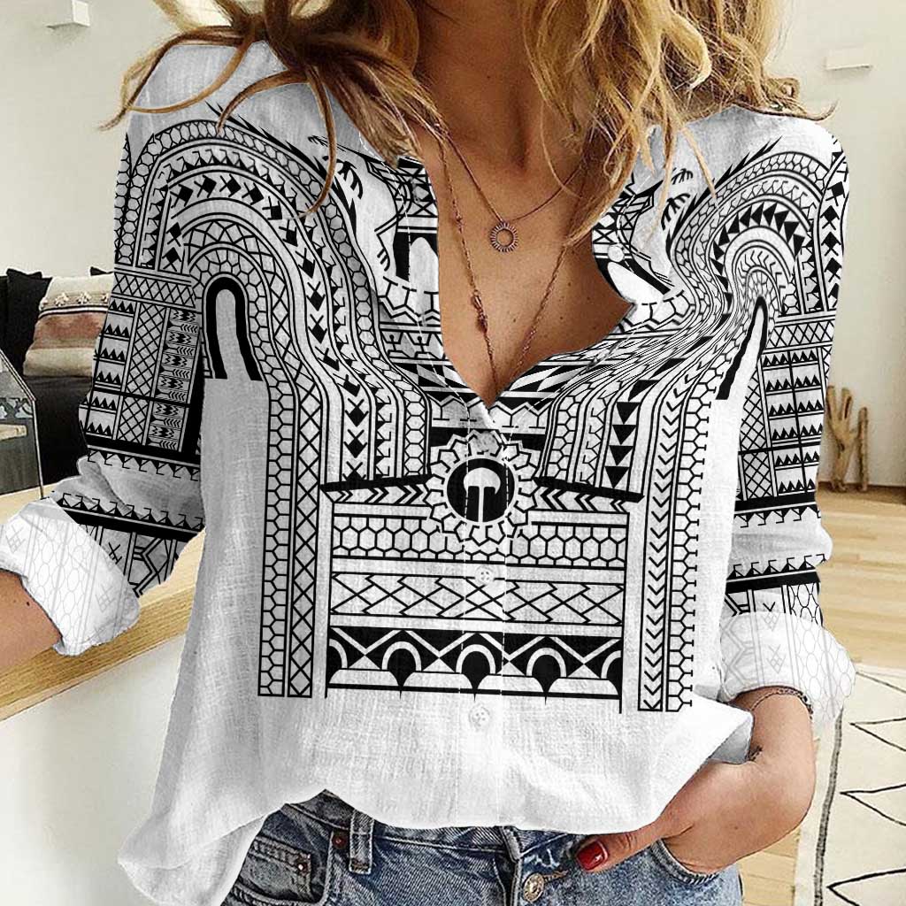 Philippines Igorot Tribal Art Tattoo White Women Casual Shirt - Polynesian Pride