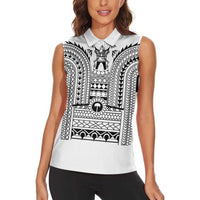 Philippines Igorot Tribal Art Tattoo White Women Sleeveless Polo Shirt - Polynesian Pride