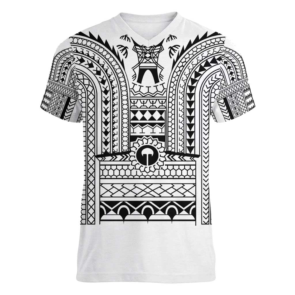 Philippines Igorot Tribal Art Tattoo White Women V-Neck T-Shirt - Polynesian Pride