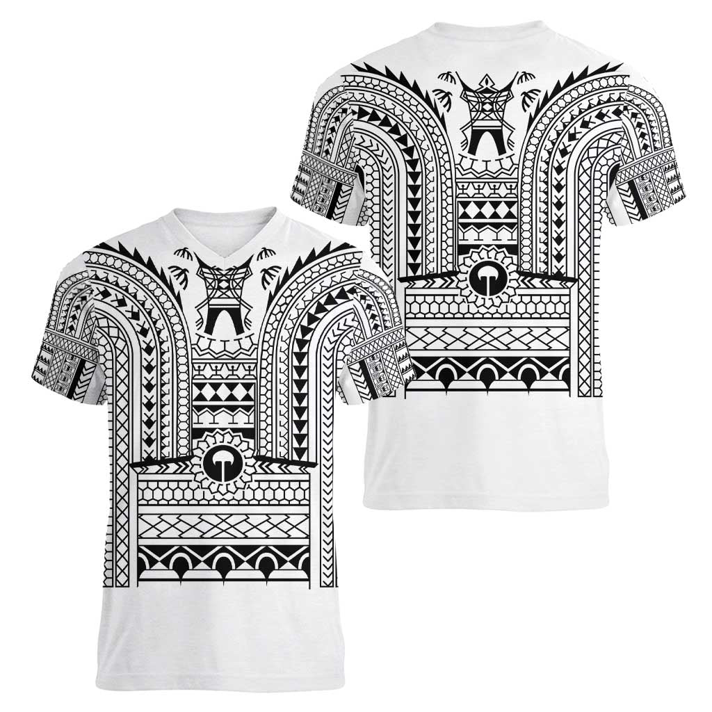 Philippines Igorot Tribal Art Tattoo White Women V-Neck T-Shirt - Polynesian Pride