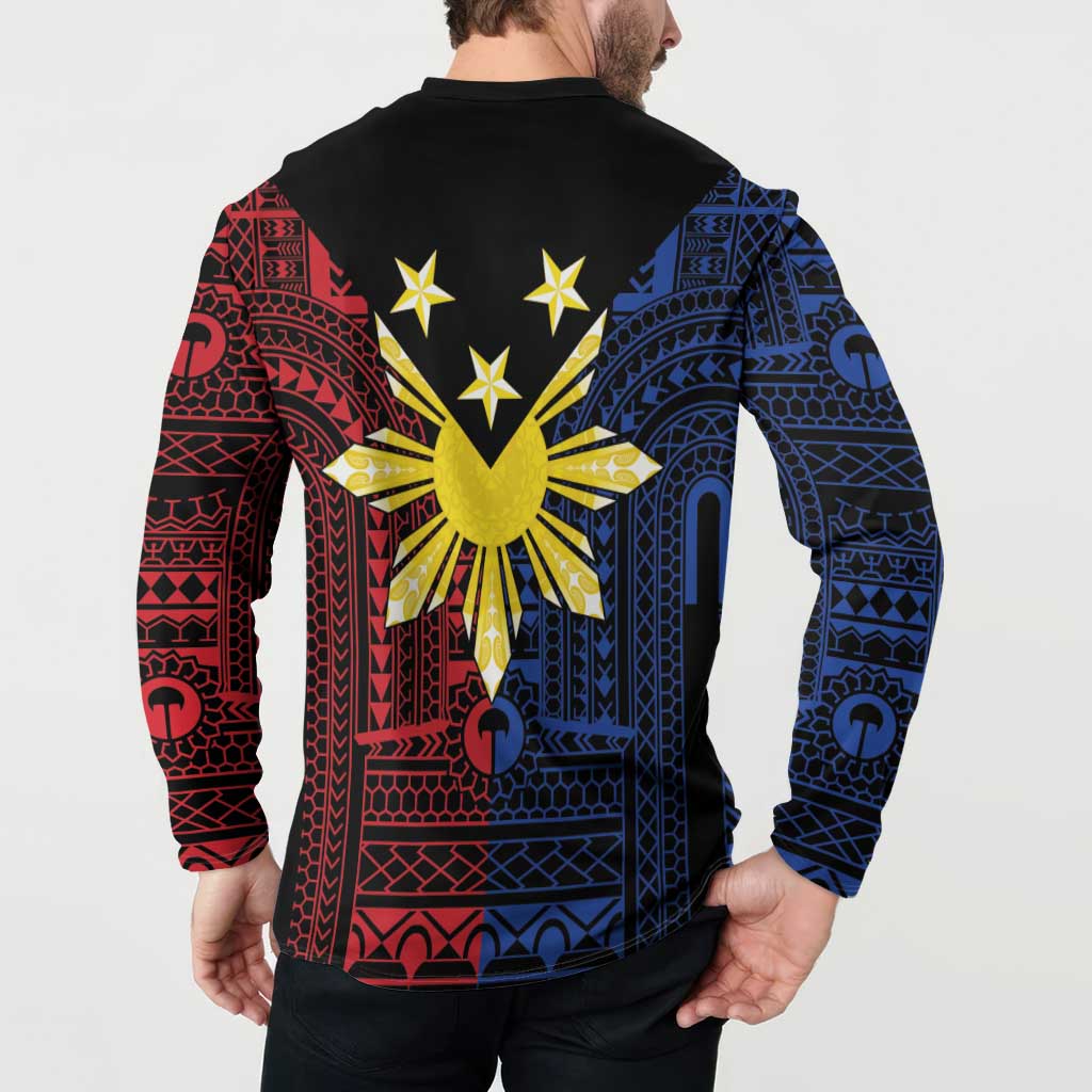 Philippines Sun Star Button Sweatshirt Igorot Tribal Inspiration - Polynesian Pride