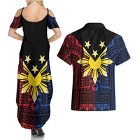 Philippines Sun Star Couples Matching Summer Maxi Dress and Hawaiian Shirt Igorot Tribal Inspiration - Polynesian Pride