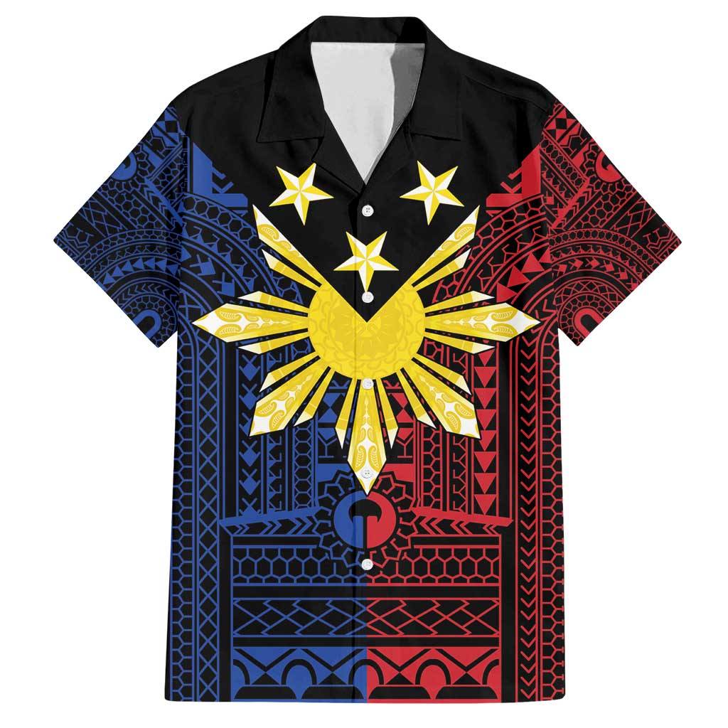 Philippines Sun Star Family Matching Off Shoulder Short Dress and Hawaiian Shirt Igorot Tribal Inspiration - Polynesian Pride