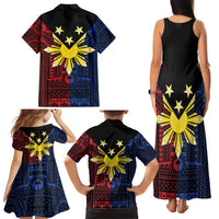 Philippines Sun Star Family Matching Tank Maxi Dress and Hawaiian Shirt Igorot Tribal Inspiration - Polynesian Pride