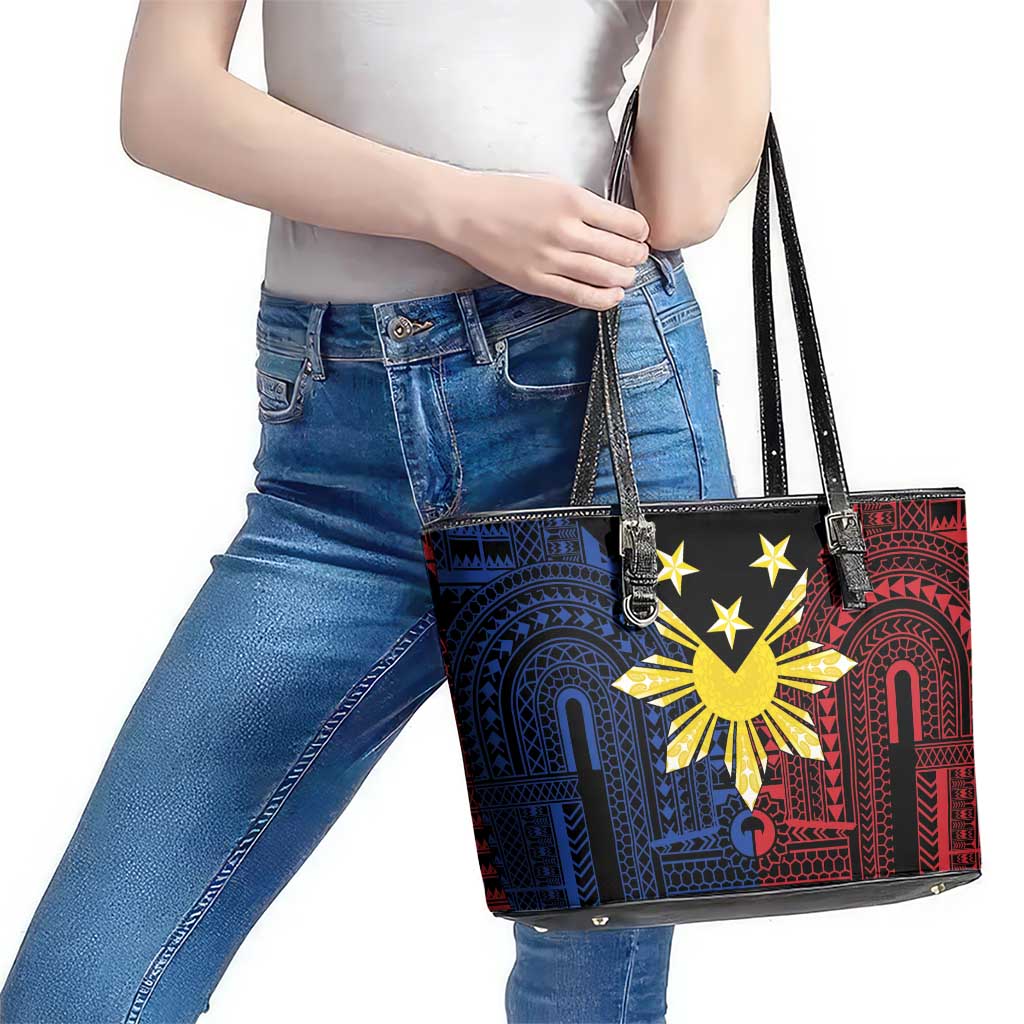 Philippines Sun Star Leather Tote Bag Igorot Tribal Inspiration - Polynesian Pride